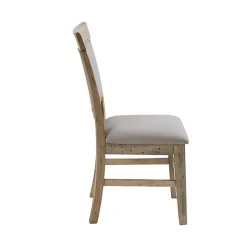 Hot Kirklands Home Cream Upholstered Rustic Dining Chairs, Set of 2 Tan