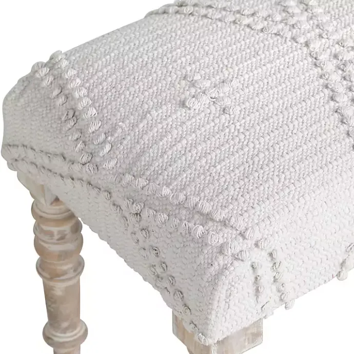 Clearance Kirklands Home Cream Upholstered Spindle Leg Bench Ivory