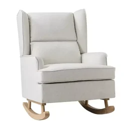 Clearance Kirklands Home Cream Upholstered Wingback Rocking Chair Ivory