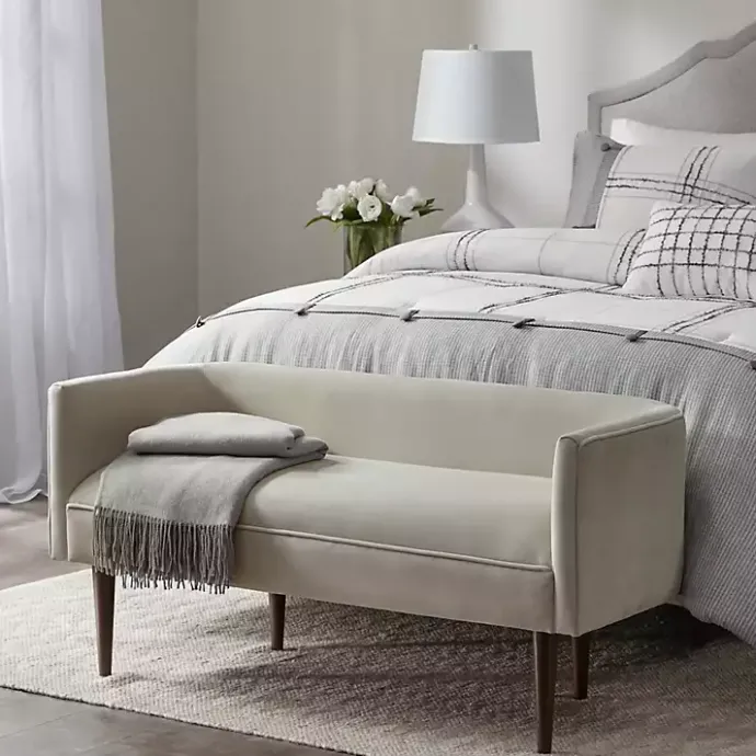 Hot Kirklands Home Cream Velvet Low Back Transitional Settee Ivory