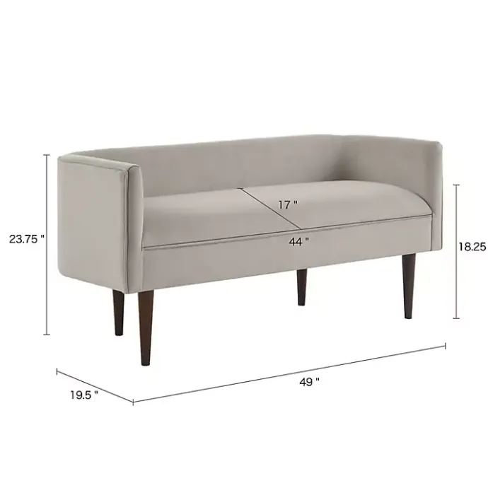 Hot Kirklands Home Cream Velvet Low Back Transitional Settee Ivory