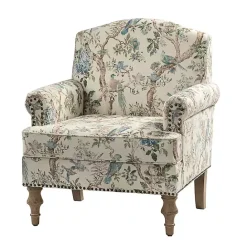 New Kirklands Home Cream Vintage Birds Traditional Accent Chair
