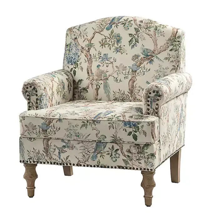 New Kirklands Home Cream Vintage Birds Traditional Accent Chair