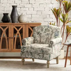 New Kirklands Home Cream Vintage Birds Traditional Accent Chair