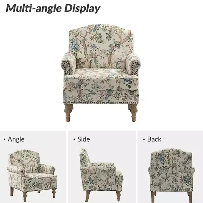 New Kirklands Home Cream Vintage Birds Traditional Accent Chair