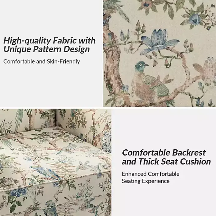 New Kirklands Home Cream Vintage Birds Traditional Accent Chair