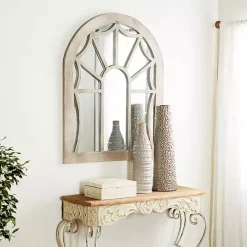 Outlet Kirklands Home Cream Vintage Fir Wood Arch Framed Mirror