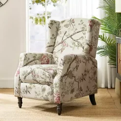 Sale Kirklands Home Cream Vintage Floral Reclining Armchair