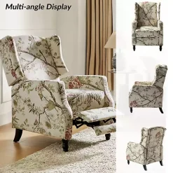 Sale Kirklands Home Cream Vintage Floral Reclining Armchair