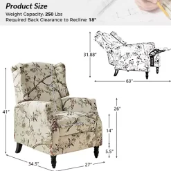 Sale Kirklands Home Cream Vintage Floral Reclining Armchair