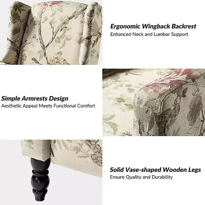 Sale Kirklands Home Cream Vintage Floral Reclining Armchair