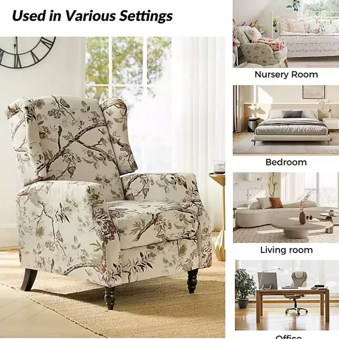 Sale Kirklands Home Cream Vintage Floral Reclining Armchair