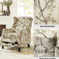 Sale Kirklands Home Cream Vintage Floral Reclining Armchair