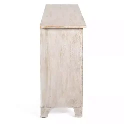 Sale Kirklands Home Cream Washed Wood Carved Door Cabinet Tan