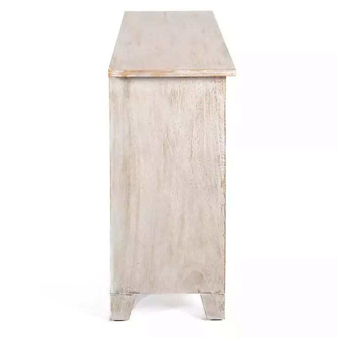 Sale Kirklands Home Cream Washed Wood Carved Door Cabinet Tan