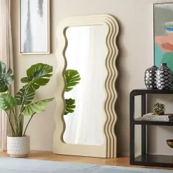 Discount Kirklands Home Cream Wavy Mayha Leaner Mirror White