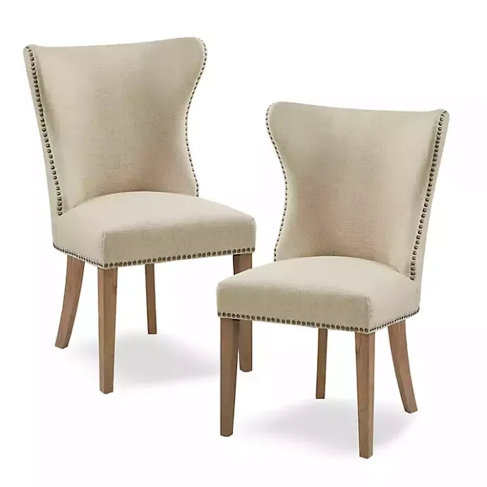 Online Kirklands Home Cream Wing Back Nailhead Dining Chairs, Set of 2 Ivory