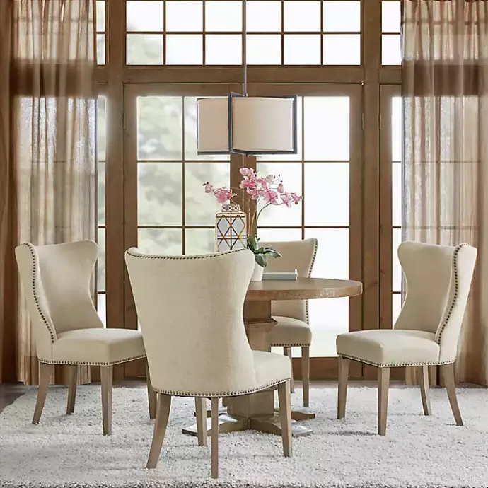 Online Kirklands Home Cream Wing Back Nailhead Dining Chairs, Set of 2 Ivory