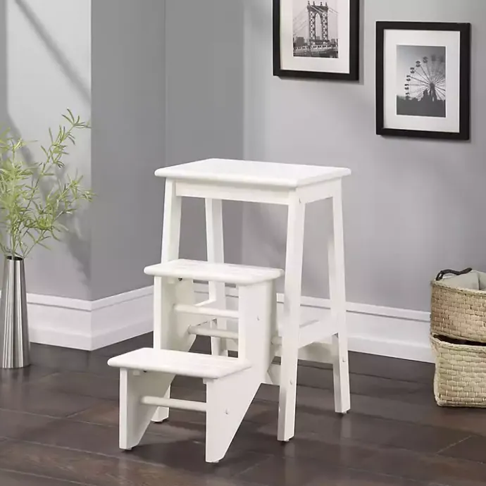 Outlet Kirklands Home Cream Wooden 3-Level Step Stool Ivory