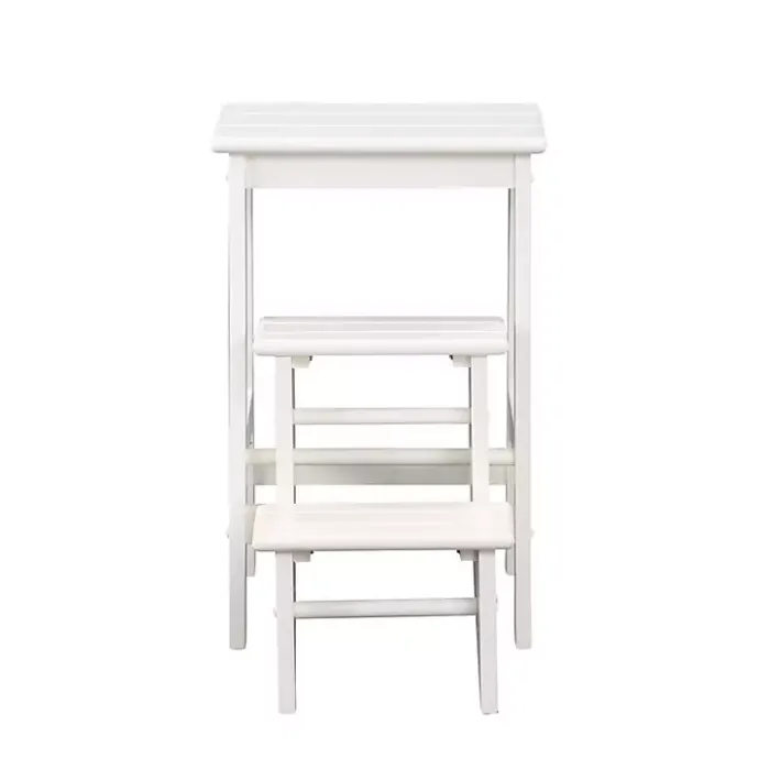Outlet Kirklands Home Cream Wooden 3-Level Step Stool Ivory