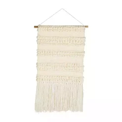 New Kirklands Home Cream Woven Fringe Macrame Wall Hanging Ivory