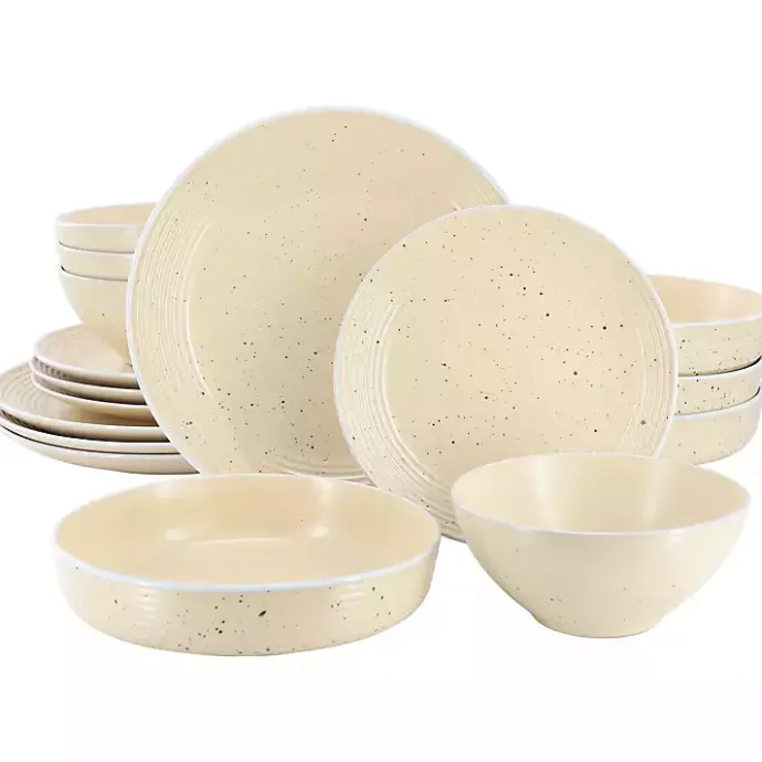 Best Kirklands Home Cream Emilia Stoneware 16pc. Dinnerware Set Yellow