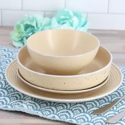 Best Kirklands Home Cream Emilia Stoneware 16pc. Dinnerware Set Yellow