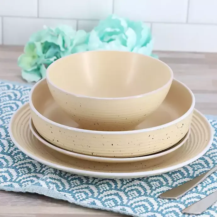 Best Kirklands Home Cream Emilia Stoneware 16pc. Dinnerware Set Yellow