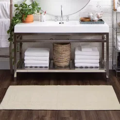 Best Kirklands Home Creme Plush Reversible Cotton Bath Mat, 60 in. Ivory