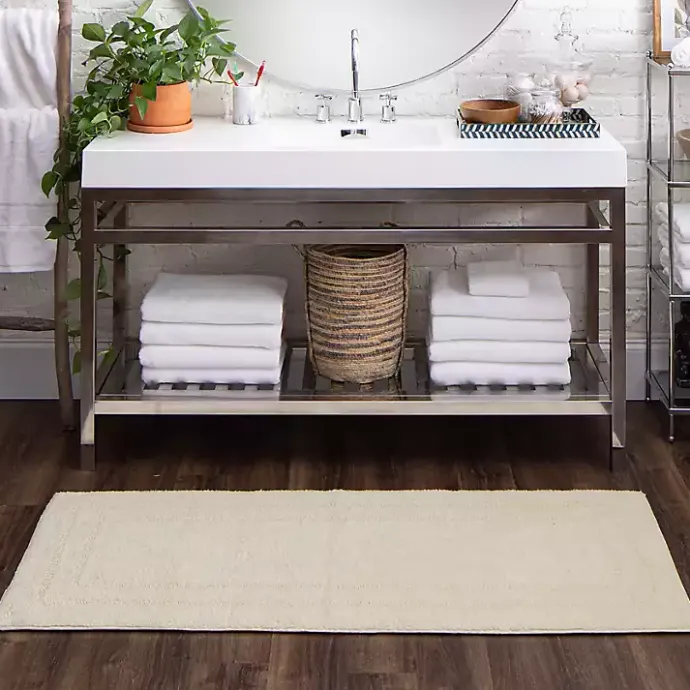 Best Kirklands Home Creme Plush Reversible Cotton Bath Mat, 60 in. Ivory