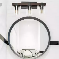 New Kirklands Home Crossbeam Vanity Flushed Mount Shade Brown