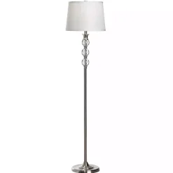 Kirklands Home Crystal and Silver Metal Floor Lamp White