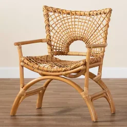 Outlet Kirklands Home Curved Natural Rat Woven Accent Chair Tan