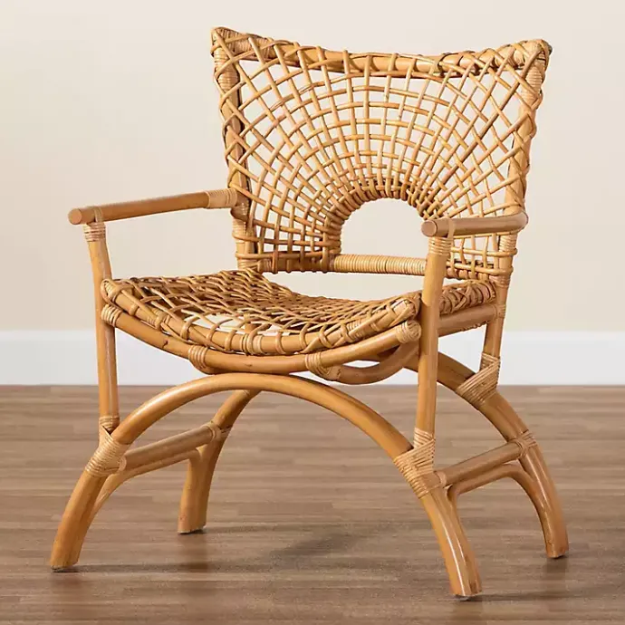 Outlet Kirklands Home Curved Natural Rat Woven Accent Chair Tan