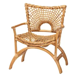 Outlet Kirklands Home Curved Natural Rat Woven Accent Chair Tan
