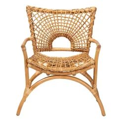 Outlet Kirklands Home Curved Natural Rat Woven Accent Chair Tan