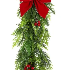 Outlet Kirklands Home Cypress and Red Berry Christmas Garland, 6 ft.