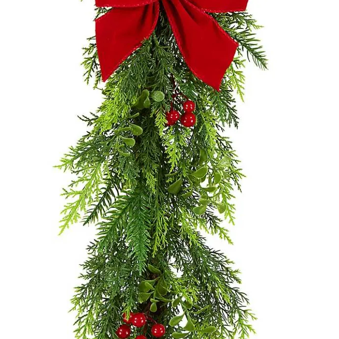 Outlet Kirklands Home Cypress and Red Berry Christmas Garland, 6 ft.