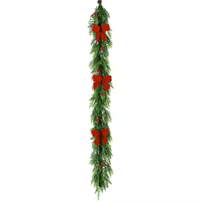 Outlet Kirklands Home Cypress and Red Berry Christmas Garland, 6 ft.