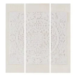 Kirklands Home 3D Embellished Canvas 3-pc. Set Ivory