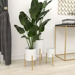 Clearance Kirklands Home Daisy Modern Iron Planters, Set of 3 White