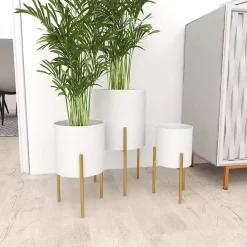 Clearance Kirklands Home Daisy Modern Iron Planters, Set of 3 White