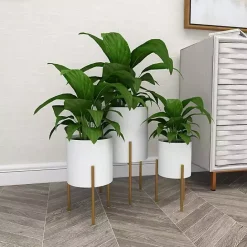 Clearance Kirklands Home Daisy Modern Iron Planters, Set of 3 White