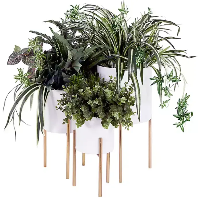 Clearance Kirklands Home Daisy Modern Iron Planters, Set of 3 White