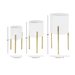 Clearance Kirklands Home Daisy Modern Iron Planters, Set of 3 White