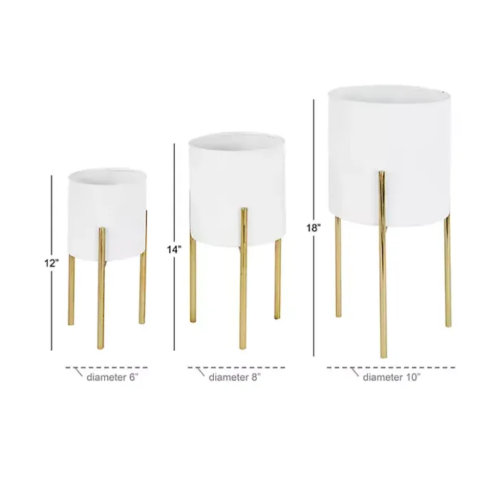Clearance Kirklands Home Daisy Modern Iron Planters, Set of 3 White