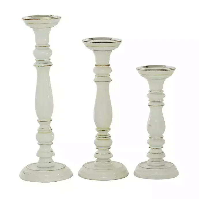 Hot Kirklands Home Daisy White Rustic 3-pc. Candle Holder Set