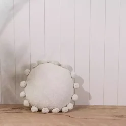 Hot Kirklands Home Daisy Soft Poms Round Throw Pillow White