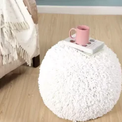 New Kirklands Home Dandelion Breeze Shaggy Pouf White