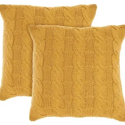 Outlet Kirklands Home Dandelion Cable Knit Throw Pillows, Set of 2 Yellow